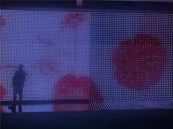 P100 80W RGB LED Mesh Wall Screen Outdoor IP67 DC12V Flexible Scrolling Media Facade