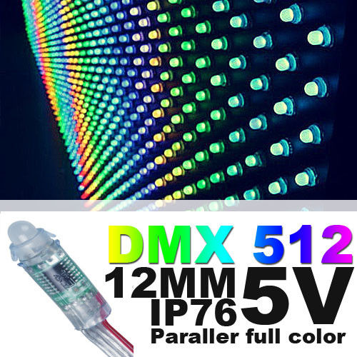 12mm waterdicht rgb volledig kleur geleid pixel lichte DC5V met IC voor HOOFDcontrolemechanisme het Slimme Kleur Veranderen