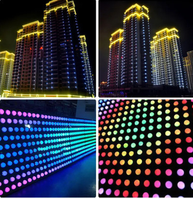 Veelkleurige LEIDENE Openluchtvoorgevel die 10cm Pixel Programmeerbare RGB Lichten voor Vermaak aansteken