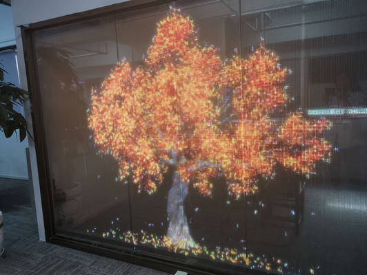 RGB kleur LED doorzichtig scherm Buitendoorzichtig LED-scherm Voor winkelruiten