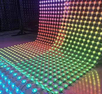 IP67 Addressable Full Color LED Point Light Source Display Mesh Screen for Building Media Decoration