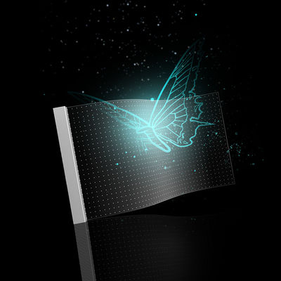 Flexibel doorzichtig LED-scherm voor binnenruimte Glasfilm Kristal LED-scherm Kleefscherm