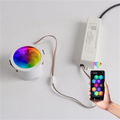 Intelligente mobiele app-besturing, 12W RGBW ingedrukt LED-downlight Trimless 400LM Anti-Glare voor commercieel en thuis