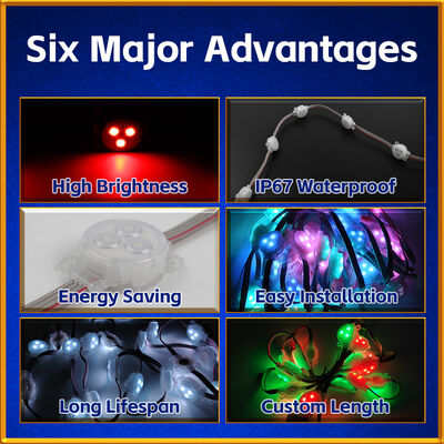 IP67 Waterproof 3 LED RGB Pixel Light with 30,000 Hours Lifespan for Outdoor Holiday Decoration